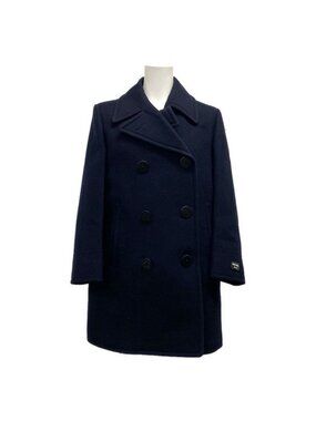 Prada Pcoat 38 S Dark Navy Long Sleeve Autumn Winter Wool Jacket